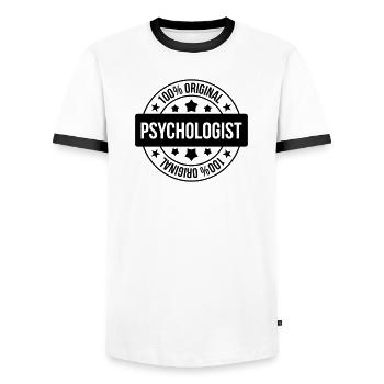 Psychologist Psychologe Psychologue Psychology - Men's Ringer Shirt - white/black - Front - AI Model Female 172 light (172cm) & AI Model Male 178 dark (178cm)