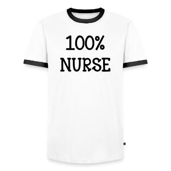 Nurse PKrankenschwester Infirmier Infirmière - Men's Ringer Shirt - white/black - Front - AI Model Female 172 light (172cm) & AI Model Male 178 dark (178cm)