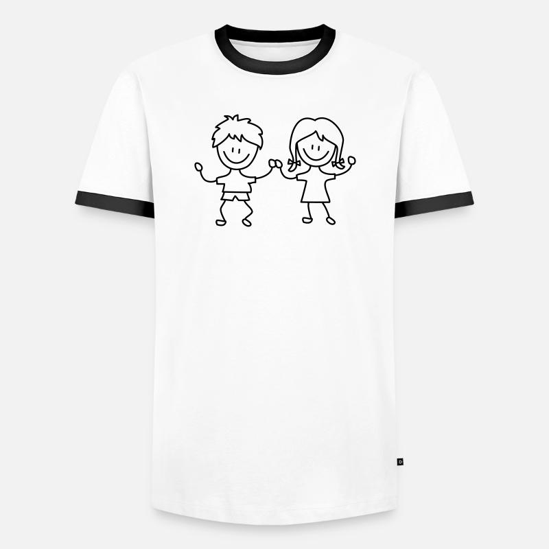 Kinder Kindergarten - Männer Kontrast-T-Shirt - Weiß/Schwarz