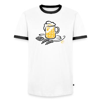 Bier Bierkrug Hopfen Weizen - Männer Kontrast-T-Shirt - Weiß/Schwarz - Vorne - AI Model Female 172 light (172cm) & AI Model Male 178 dark (178cm)