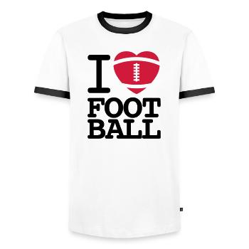 I love football - Männer Kontrast-T-Shirt - Weiß/Schwarz - Vorne - AI Model Female 172 light (172cm) & AI Model Male 178 dark (178cm)