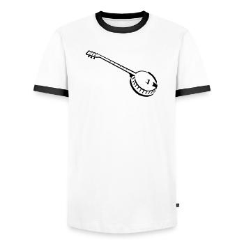 banjo musik musiker - Männer Kontrast-T-Shirt - Weiß/Schwarz - Vorne - AI Model Female 172 light (172cm) & AI Model Male 178 dark (178cm)