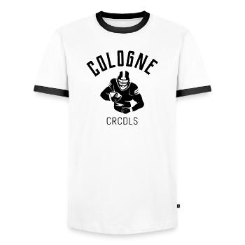T-shirt de fan de football CRCDLS de Cologne - T-shirt contrasté Homme - blanc/noir - Devant - AI Model Female 172 light (172cm) & AI Model Male 178 dark (178cm)