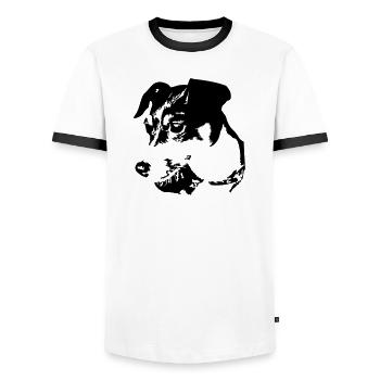 Jack Russell Terrier head - Men's Ringer Shirt - white/black - Front - AI Model Female 172 light (172cm) & AI Model Male 178 dark (178cm)