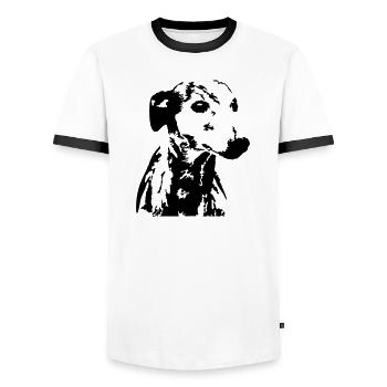 Whippet Kopf - Männer Kontrast-T-Shirt - Weiß/Schwarz - Vorne - AI Model Female 172 light (172cm) & AI Model Male 178 dark (178cm)