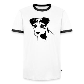 Chef Russell Terrier - T-shirt contrasté Homme - blanc/noir - Devant - AI Model Female 172 light (172cm) & AI Model Male 178 dark (178cm)