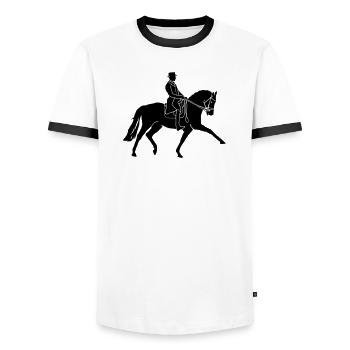 Dressage Equestre - T-shirt contrasté Homme - blanc/noir - Devant - AI Model Female 172 light (172cm) & AI Model Male 178 dark (178cm)