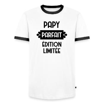 Papy Papi Grand-Père Retraite famille - T-shirt contrasté Homme - blanc/noir - Devant - AI Model Female 172 light (172cm) & AI Model Male 178 dark (178cm)