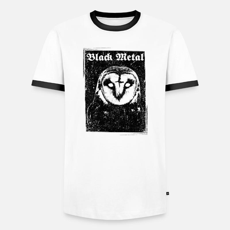 Black Metal Eule - Männer Kontrast-T-Shirt - Weiß/Schwarz