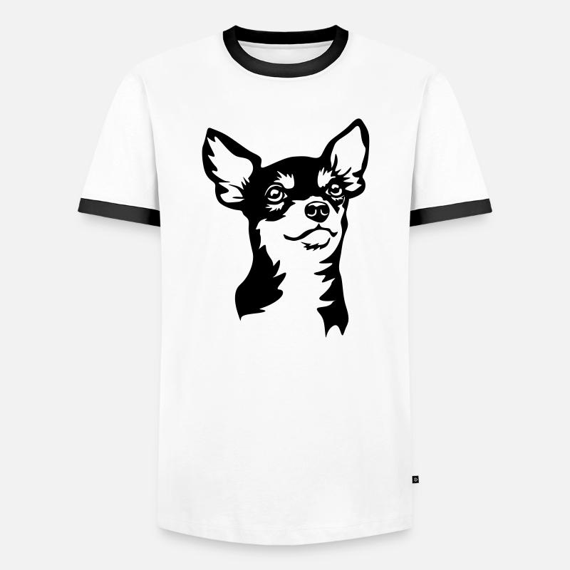 Chihuahua head - Men's Ringer Shirt - white/black