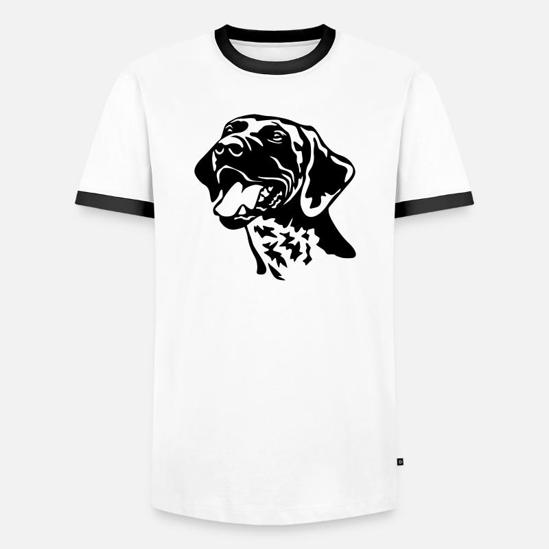 German shorthaired pointer head - Men's Ringer Shirt - white/black