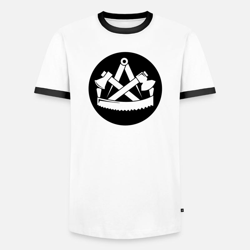 Zunftzeichen Zimmerer - Männer Kontrast-T-Shirt - Weiß/Schwarz