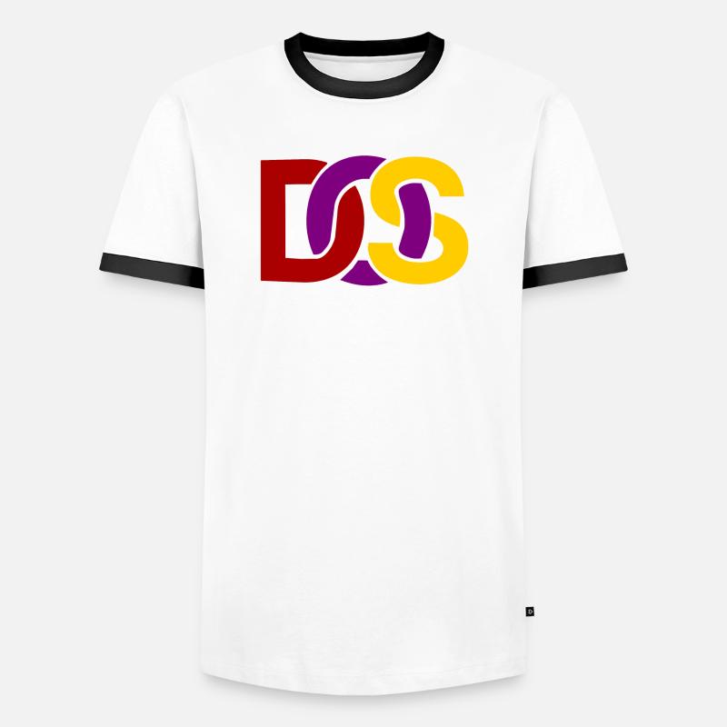 Retro MS DOS Logo - Men's Ringer Shirt - white/black