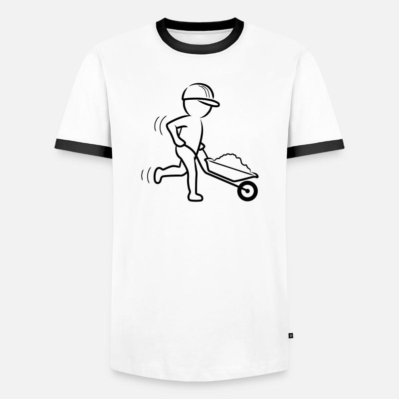 Bauarbeiter mit Schubkarre - Männer Kontrast-T-Shirt - Weiß/Schwarz