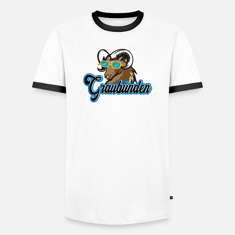 Graubünden Steinbock Stil - Männer Kontrast-T-Shirt - Weiß/Schwarz
