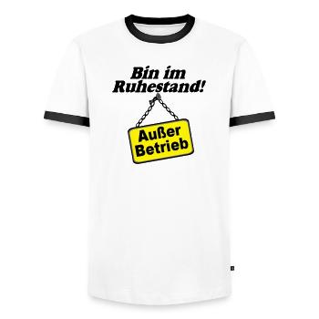 Rente Rentner Rentnerin Bin im Ruhestand(25) - Männer Kontrast-T-Shirt - Weiß/Schwarz - Vorne - AI Model Female 172 light (172cm) & AI Model Male 178 dark (178cm)