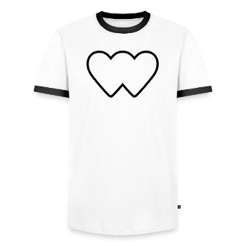 Herz doppelt Verbundenheit Icon Kontur - Männer Kontrast-T-Shirt - Weiß/Schwarz - Vorne - AI Model Female 172 light (172cm) & AI Model Male 178 dark (178cm)
