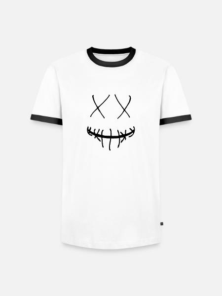 Fröhliches Gesicht Design - Geschenk Geschenkidee - Männer Kontrast-T-Shirt - Weiß/Schwarz