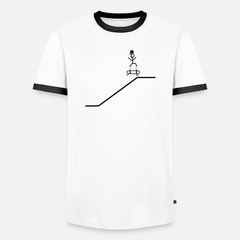 Skateboard Kickflip Junge Cap Cool - Männer Kontrast-T-Shirt - Weiß/Schwarz