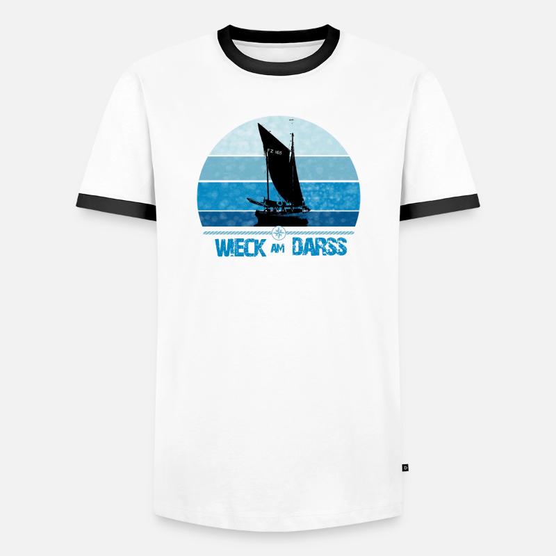 Wieck am Darss with Zeesboot - Men's Ringer Shirt - white/black