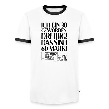 J'ai 30 ans 30 c'est 60 points 30e anniversaire - T-shirt contrasté Homme - blanc/noir - Devant - AI Model Female 172 light (172cm) & AI Model Male 178 dark (178cm)