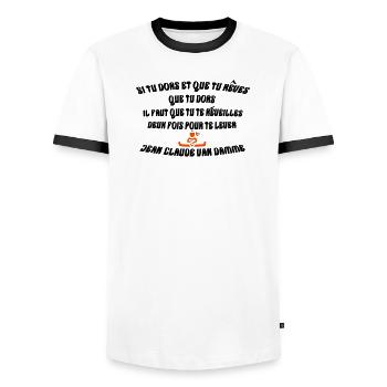 rever de dormir - T-shirt contrasté Homme - blanc/noir - Devant - AI Model Female 172 light (172cm) & AI Model Male 178 dark (178cm)