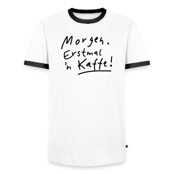 Kaffee Guten Morgen - Männer Kontrast-T-Shirt - Weiß/Schwarz - Vorne - AI Model Female 172 light (172cm) & AI Model Male 178 dark (178cm)