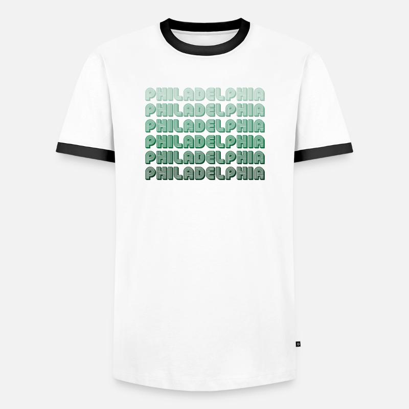 Philadelphia Typography Pattern - Men's Ringer Shirt - white/black