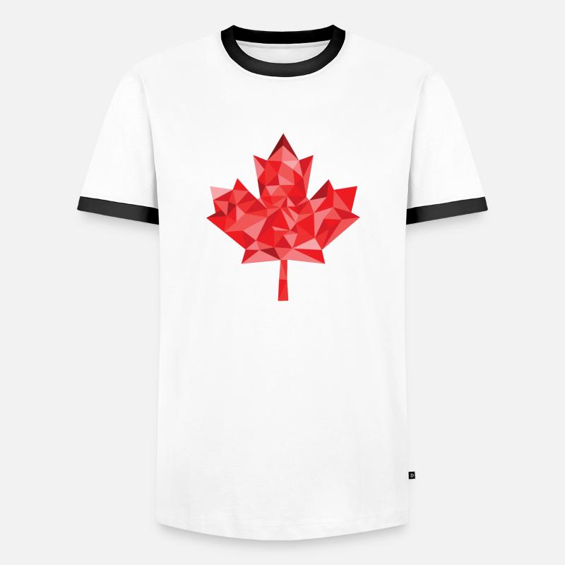 Canada polygon maple leaf - Men's Ringer Shirt - white/black