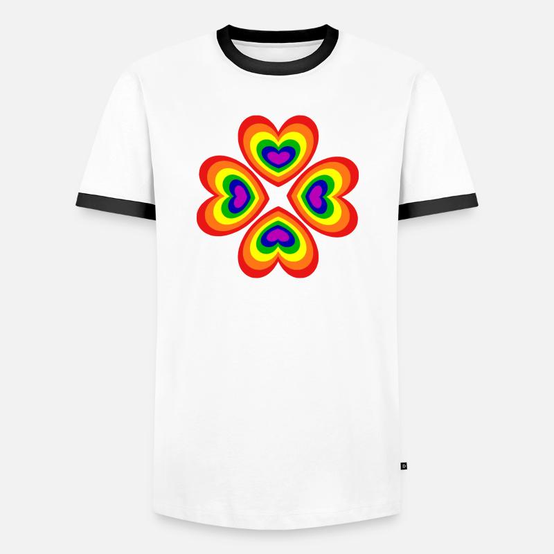 70s Flower Pattern - Men's Ringer Shirt - white/black