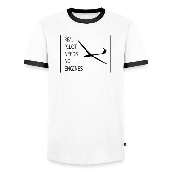 Segelflugzeug - Männer Kontrast-T-Shirt - Weiß/Schwarz - Vorne - AI Model Female 172 light (172cm) & AI Model Male 178 dark (178cm)