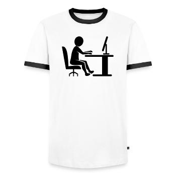 Icon Schreibtischarbeit / schwarz-weiß - Männer Kontrast-T-Shirt - Weiß/Schwarz - Vorne - AI Model Female 172 light (172cm) & AI Model Male 178 dark (178cm)