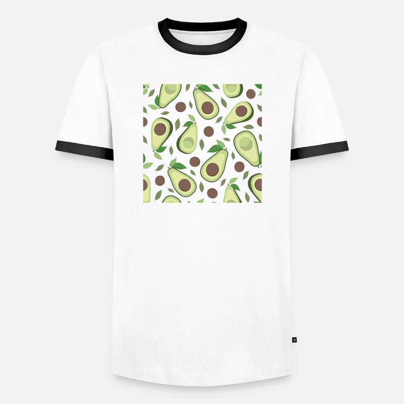 Eggplant and avocado pattern - Men's Ringer Shirt - white/black