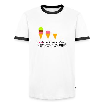Eis Emotionen Eiscreme Lustig Witzig Sommer Freude - Männer Kontrast-T-Shirt - Weiß/Schwarz - Vorne - AI Model Female 172 light (172cm) & AI Model Male 178 dark (178cm)