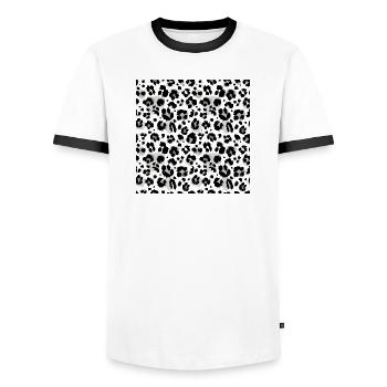 Pflegeleichter Animal-Print Schwarz-Weiß Muster - Männer Kontrast-T-Shirt - Weiß/Schwarz - Vorne - AI Model Female 172 light (172cm) & AI Model Male 178 dark (178cm)