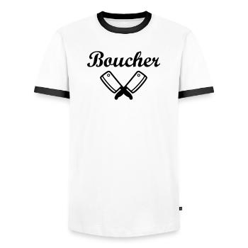 Boucher - T-shirt contrasté Homme - blanc/noir - Devant - AI Model Female 172 light (172cm) & AI Model Male 178 dark (178cm)