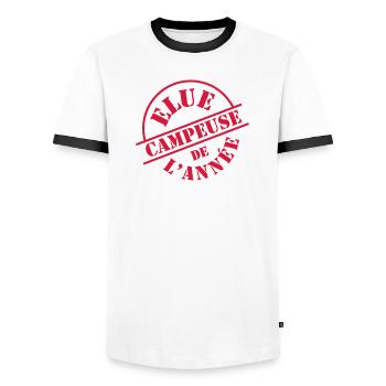 Elue Campeuse de l'année - T-shirt contrasté Homme - blanc/noir - Devant - AI Model Female 172 light (172cm) & AI Model Male 178 dark (178cm)
