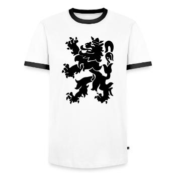 Lion lion Lowe León crown - Men's Ringer Shirt - white/black - Front - AI Model Female 172 light (172cm) & AI Model Male 178 dark (178cm)