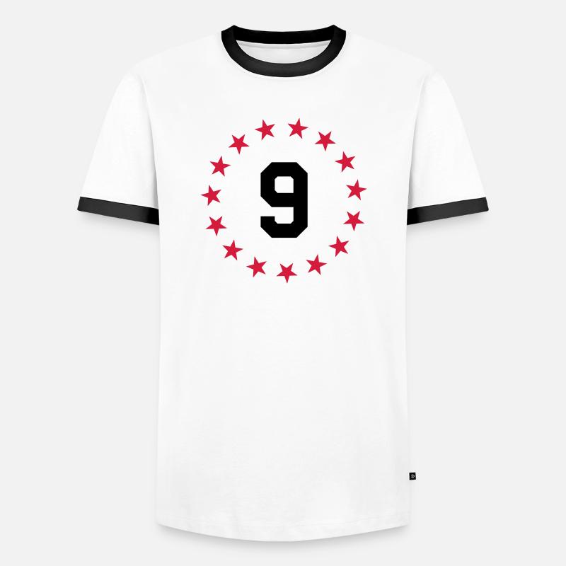 Nummer 9 - Männer Kontrast-T-Shirt - Weiß/Schwarz