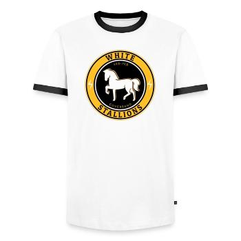 Étalons blancs - T-shirt contrasté Homme - blanc/noir - Devant - AI Model Female 172 light (172cm) & AI Model Male 178 dark (178cm)