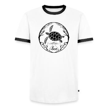 Sea turtle love - Men's Ringer Shirt - white/black - Front - AI Model Female 172 light (172cm) & AI Model Male 178 dark (178cm)