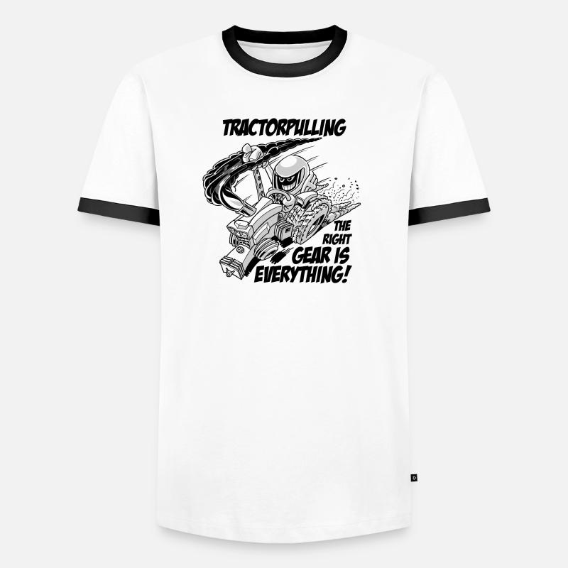 0966 tractor pulling BW - Men's Ringer Shirt - white/black