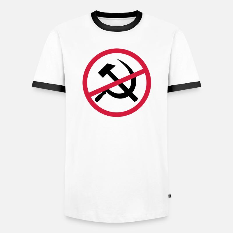 Forbidden communism sign - Men's Ringer Shirt - white/black