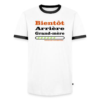 bientot arriere grand mere - T-shirt contrasté Homme - blanc/noir - Devant - AI Model Female 172 light (172cm) & AI Model Male 178 dark (178cm)