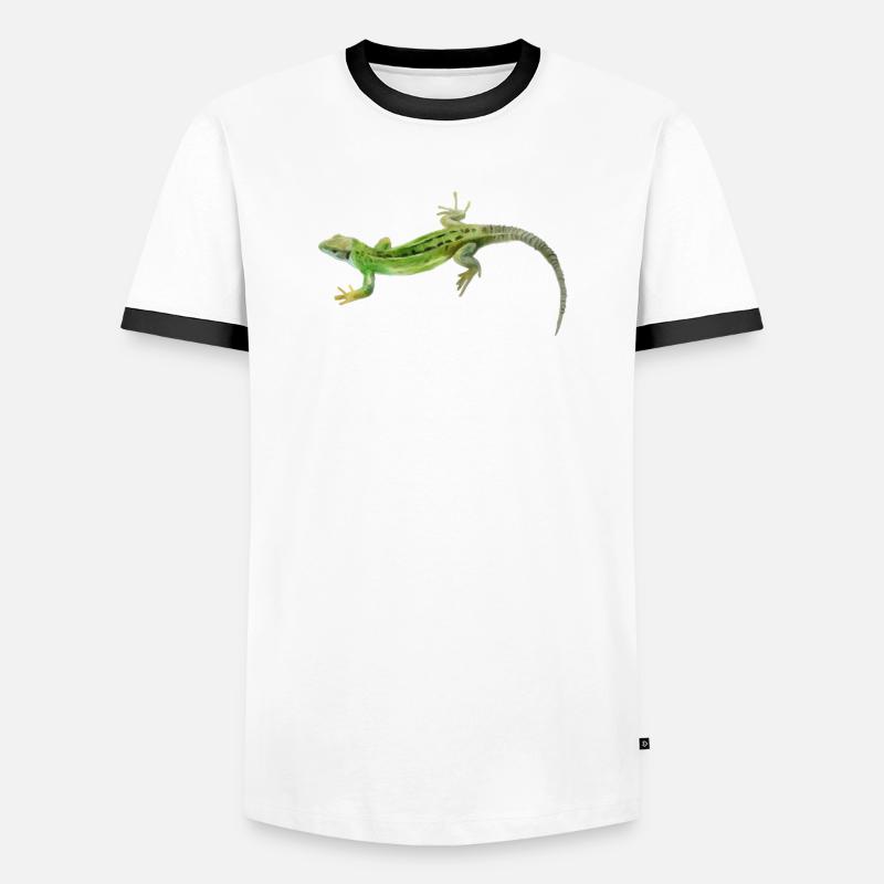 Gecko Green Pattern - Men's Ringer Shirt - white/black
