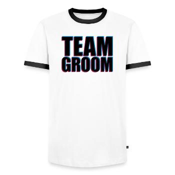 L'équipe Groom 3D - T-shirt contrasté Homme - blanc/noir - Devant - AI Model Female 172 light (172cm) & AI Model Male 178 dark (178cm)