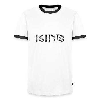 King / König - Männer Kontrast-T-Shirt - Weiß/Schwarz - Vorne - AI Model Female 172 light (172cm) & AI Model Male 178 dark (178cm)
