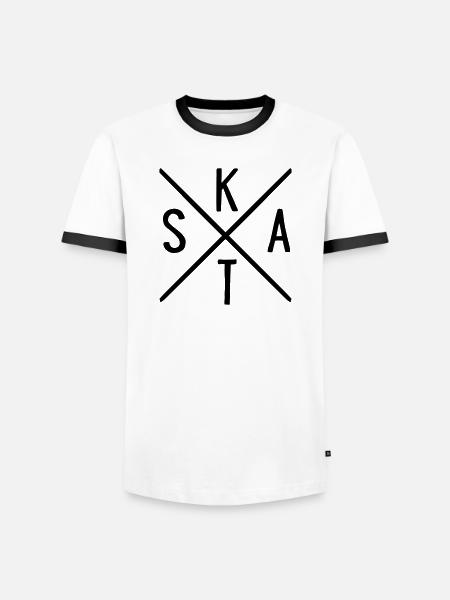 SKAT - Männer Kontrast-T-Shirt - Weiß/Schwarz