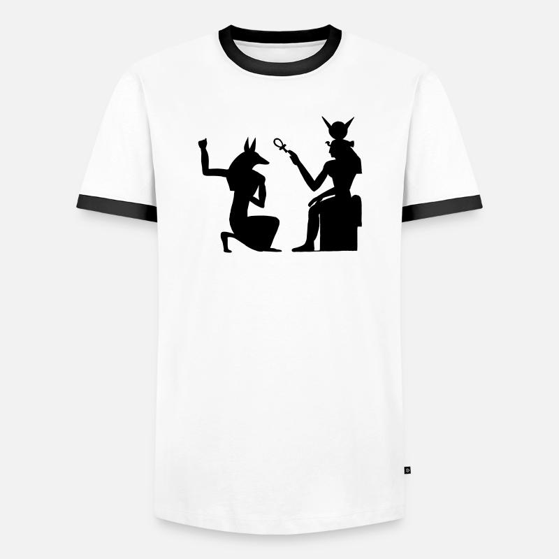 Pyramid Egyptian hieroglyphics pharaoh - Men's Ringer Shirt - white/black