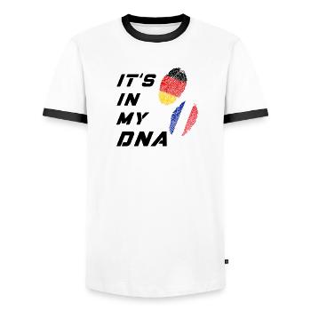 Es ist in meiner DNA Deutschland und Frankreich - Männer Kontrast-T-Shirt - Weiß/Schwarz - Vorne - AI Model Female 172 light (172cm) & AI Model Male 178 dark (178cm)